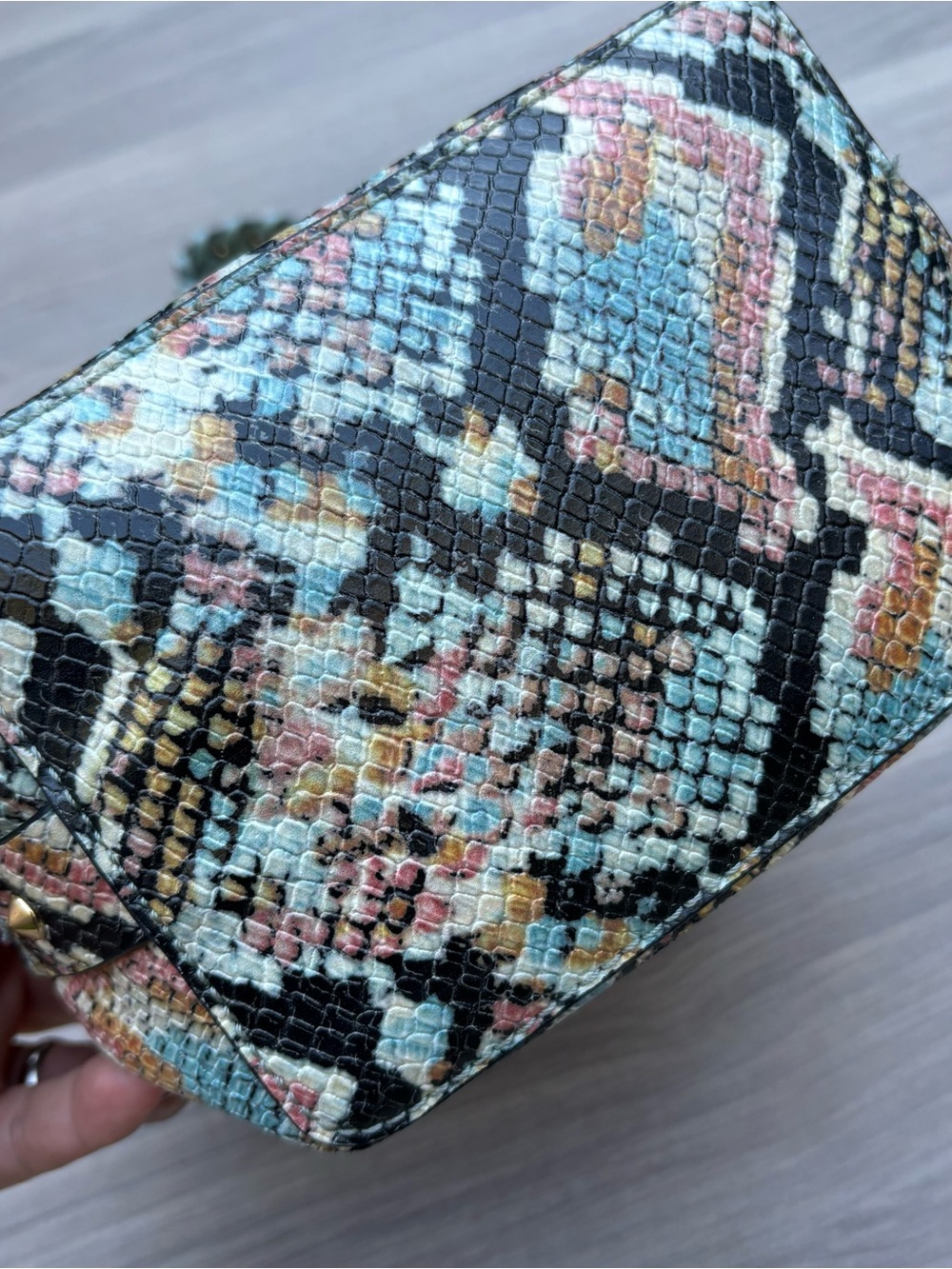 Aldo Multicolor Python Snake-Print Drawstring Bucket Bag - Picture 3 of 6